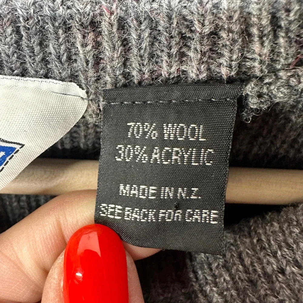 VTG AJ Hackett‎ Bungy Wool Sweater Mens M Gray Quarter Zip Made in New Zealand